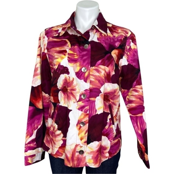 Additions By Chico's Women's Outbloomed Bossy Jacket Keswick Pink Size 1 (Small) - Picture 1 of 7